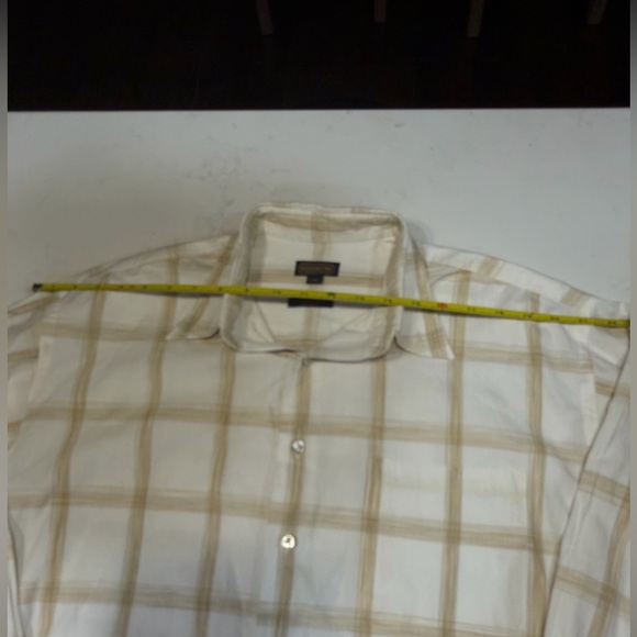 Coach Men’s Button-Down Shirt | Size Large | White Tan Plaid - Picture 3 of 8